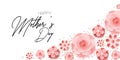 Happy Mother`s Day. Best mom / mum ever cute feminine design for menu, flyer, card, invitation. Pink flowers, confetti, pearls. Ho