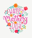 Happy Mother`s day card, handdrawn lettering.