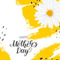 Happy Mother`s Day card with realistic daisy