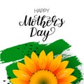 Happy Mother`s Day card with realistic sunflower