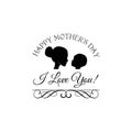 Happy Mother s Day. Card with silhouette of mother and baby. Vector.