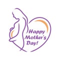 Happy Mother`s Day card with silhouette pregnant woman Royalty Free Stock Photo