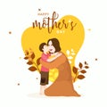 Happy Mother`s Day celebration concept with young son kissing hi