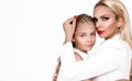 Happy mother`s day! child daughter and mother embraced, cuddling - Image Royalty Free Stock Photo