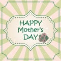 Happy Mother`s Day concept with pink rose flower and lettering typography with burst on a retro textured background