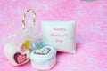 Happy Mother`s day concepts. Mother`s day and Sweetest day, love concept. White heart boxes with the letter Happy Mother`s day Royalty Free Stock Photo