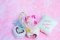 Happy Mother`s day concepts. Mother`s day and Sweetest day, love concept. White heart boxes with the letter Happy Mother`s day Royalty Free Stock Photo