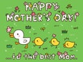 Happy Mother`s Day with Cute Family of Ducks Illustration