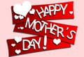 Happy Mother`s Day elegant lettering banner red. Calligraphy text and harts on red banner for Mother`s Day.