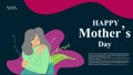 Happy Mother\'s Day, flat art girl design. Greeting card, template, design mothers\' Day concept.