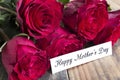 Happy Mother`s Day, Greeting Card, with Bouquet of Red Roses Royalty Free Stock Photo