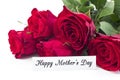 Happy Mother`s Day, Greeting Card, with Bouquet of Red Roses Royalty Free Stock Photo