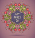 Happy Mother's Day greeting Card. Floral Wreath Royalty Free Stock Photo