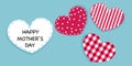 Happy Mother's day greeting card. Hanging cute valentine hearts vector background