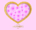 Happy Mother`s Day. Mother`s Day greeting card with Heart and Pink roses. Vector Illustration Royalty Free Stock Photo