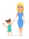 Happy mother`s day greeting card. Mother holding her daughter hand. Royalty Free Stock Photo