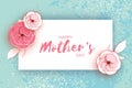 Happy Mother`s Day Greeting card. Pink Pastel Paper cut Flower. Rectangle Frame. Space for text. Royalty Free Stock Photo