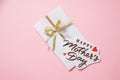 Happy Mother s Day greeting card. red heart on inscription. Make colorful congratulation. Prepare a nice surprise. Mother`s Day