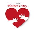 Happy Mother\'s Day. greeting card. Small children\'s hands hug a big red heart. Vector illustration Royalty Free Stock Photo