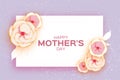 Happy Mother`s Day Greeting card. White Pastel Paper cut Flower. Rectangle Frame. Space for text. Royalty Free Stock Photo