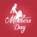 Happy mother`s day greeting. Loving Mother rising his son up and makes him smile. Family holiday and togetherness. vector