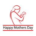 Happy mother`s day.mother hug baby logo illustration. mom take care boy and daughter