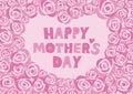 Happy mother\'s day illustration. Pink retro roses background pattern and logo.