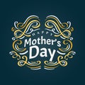 Happy Mother\'s Day Lettering with White and Yellow Combination Color