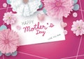 Happy mother`s day message on white paper card and flowers Royalty Free Stock Photo