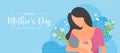 Happy mother`s day with Mom Breastfeeding baby and flower on soft blue background vector design