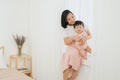 Happy mother`s day! Mom and her daughter child girl are playing, smiling and hugging Royalty Free Stock Photo