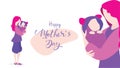 Happy mother`s day! Mum laughing, smiling, holding and hugging her baby with happy. Beautiful woman and child. Vector illustratio Royalty Free Stock Photo