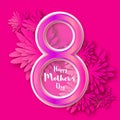 Happy Mother's Day. Pink Floral Greeting card. International Women's Day Royalty Free Stock Photo