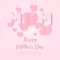 Happy mother`s day pink relief love heart with bokeh background
