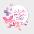 Happy Mother`s Day! Pink watercolor butterflies