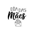 Happy Mother`s Day in Portuguese. Lettering. Ink illustration. Modern brush calligraphy. Dia das Maes