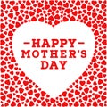 Happy Mother's day postcard. Border with red hearts on white background. Greeting card design template. Royalty Free Stock Photo