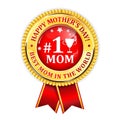 Happy Mother`s Day red shiny award ribbon. Royalty Free Stock Photo