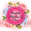 Happy mother`s day with rose decoration frame Royalty Free Stock Photo