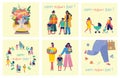 Happy Mother s Day Set of cute and colorful vector illustrations. Kids and their mom, gifts and flowers for the Mother s