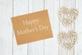 Happy Mother`s Day text on a brown greeting card