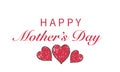 ``Happy Mother`s Day`` text with doodle red hearts. Happy Mother`s day greeting card