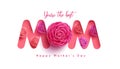 Happy Mother\'s Day text vector design. The best mom typography with flower rose and camellia elements Royalty Free Stock Photo