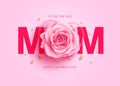 Happy mother`s day text vector design. Mother`s day mom text with camellia and rose flower elements Royalty Free Stock Photo