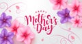 Happy Mother\'s Day text vector design. Mother\'s Day postcard and greeting card with cherry blossom Royalty Free Stock Photo