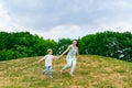 Happy Mother and son running Royalty Free Stock Photo