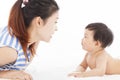 Happy mother talking with baby boy Royalty Free Stock Photo