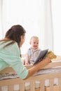 Happy mother using tablet with his baby boy Royalty Free Stock Photo