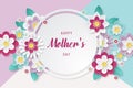 Happy Mothers Day background with beautiful paper cut flowers