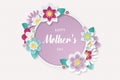 Happy Mothers Day background with beautiful paper cut flowers